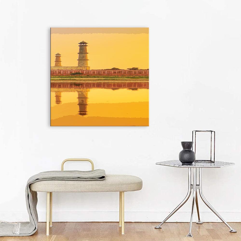 The Lighthouse Abstract Landscape 1 Piece HD Multi Panel Canvas Wall Art Frame-Original Frame