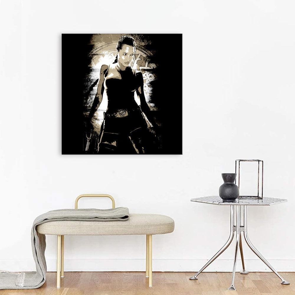 Black & Brown Angelina Jolie 1 Piece HD Multi Panel Canvas Wall Art Frame-Original Frame