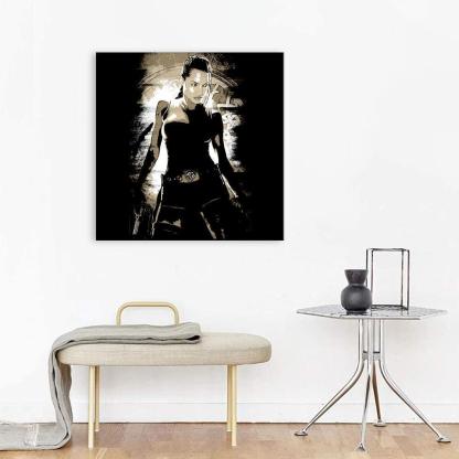 Black & Brown Angelina Jolie 1 Piece HD Multi Panel Canvas Wall Art Frame-Original Frame