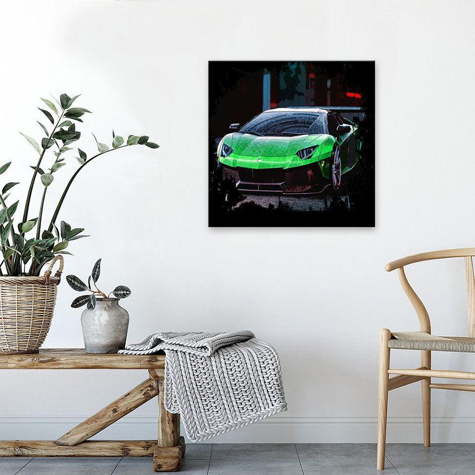 Sports Car Cartoon 1 Piece HD Multi Panel Canvas Wall Art-Original Frame
