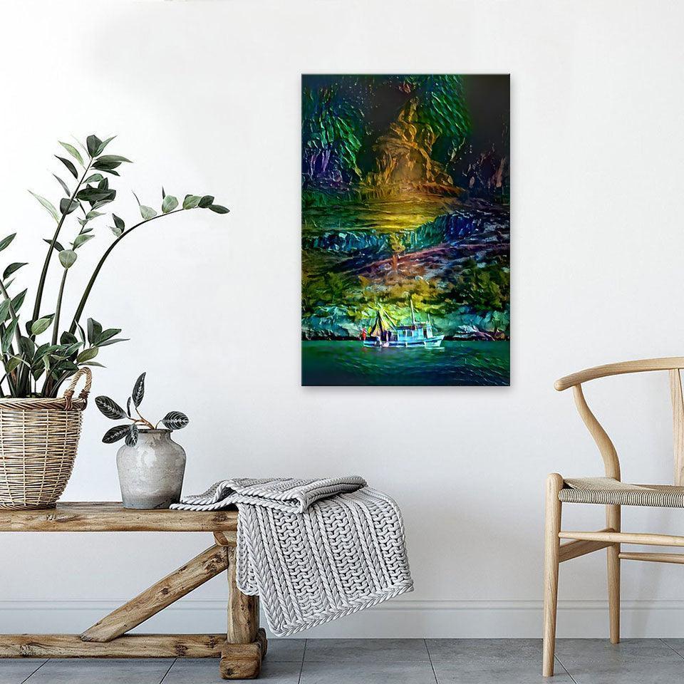 The Abstract Painted Mountains 1 Piece HD Multi Panel Canvas Wall Art Frame-Original Frame