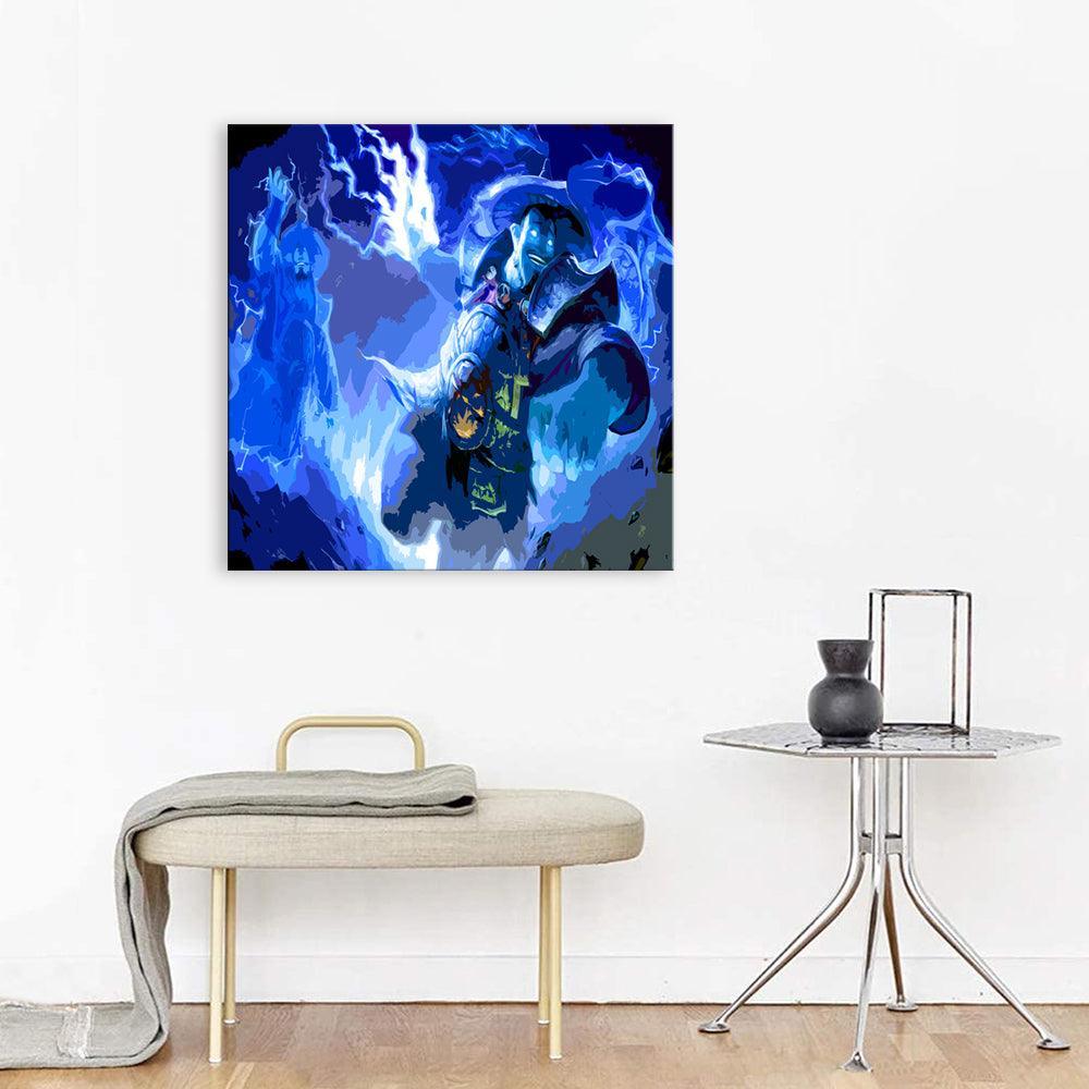 Blue Japanese Warrior 1 Piece HD Multi Panel Canvas Wall Art Frame-Original Frame