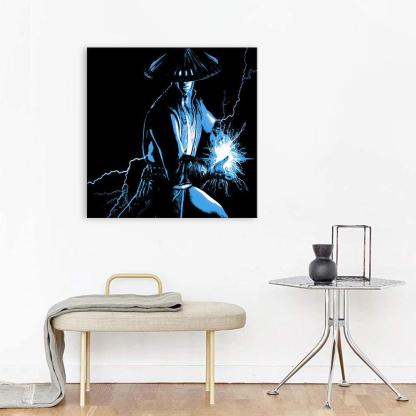 Black & Blue Warrior 1 Piece HD Multi Panel Canvas Wall Art Frame-Original Frame