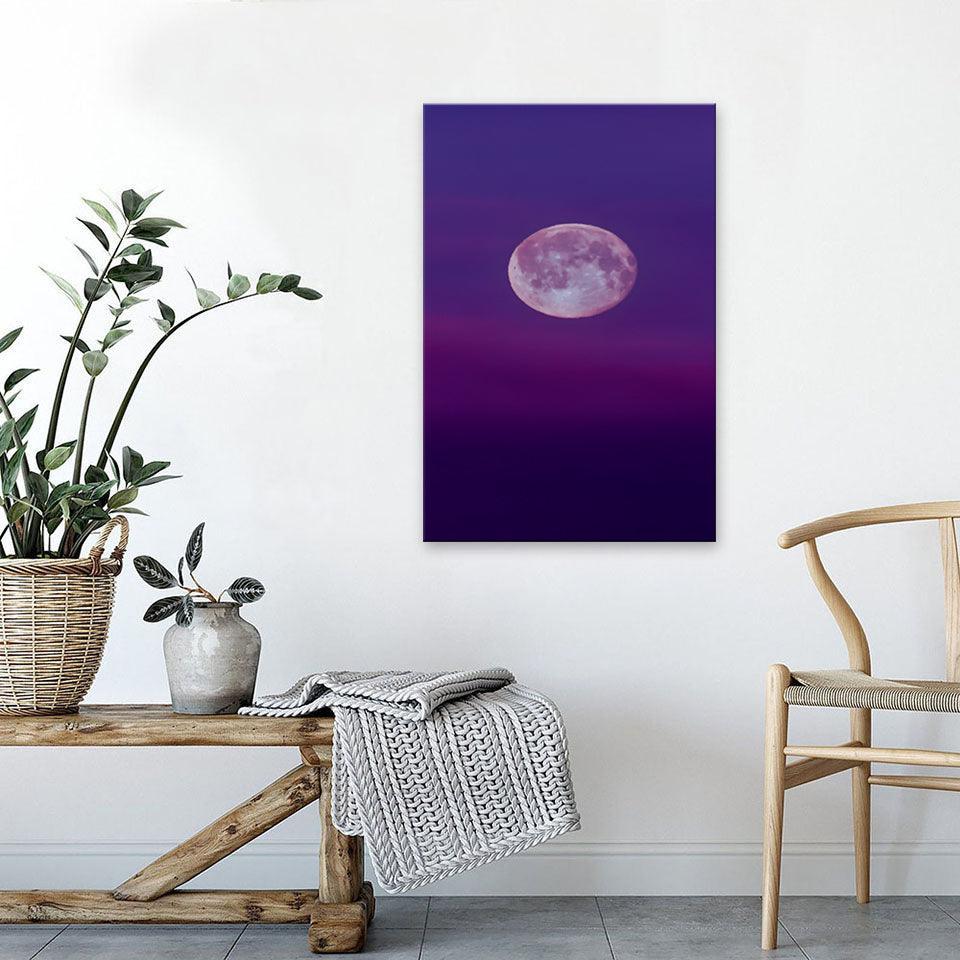 The Purple Full Moon 1 Piece HD Multi Panel Canvas Wall Art Frame-Original Frame