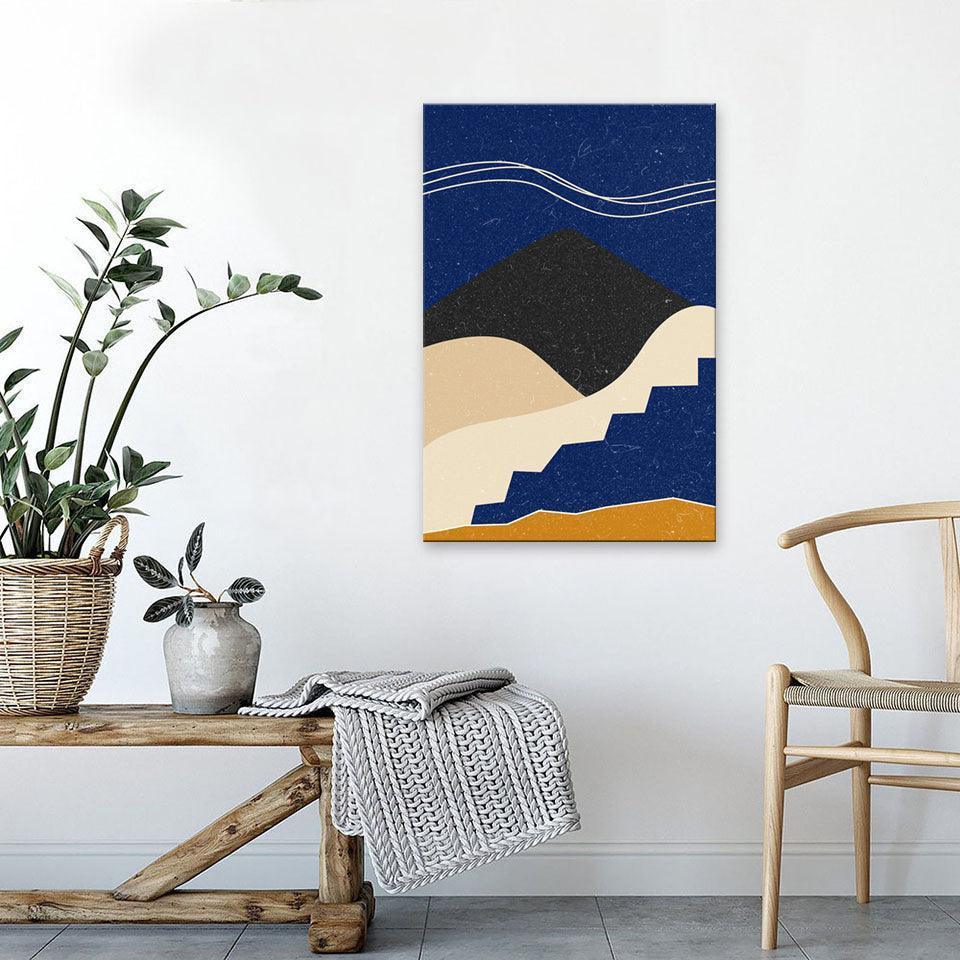 The Abstract Black Mountains 1 Piece HD Multi Panel Canvas Wall Art Frame-Original Frame