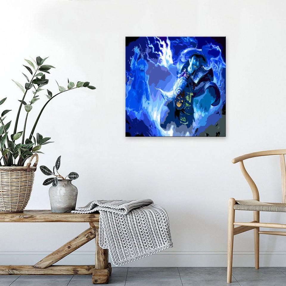 Blue Japanese Warrior 1 Piece HD Multi Panel Canvas Wall Art Frame-Original Frame