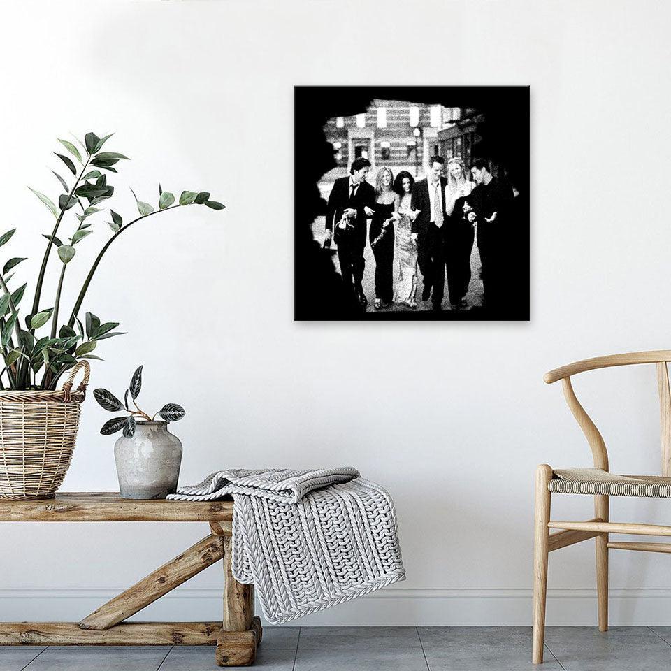 Friends Black And White 1 Piece HD Multi Panel Canvas Wall Art Frame-Original Frame