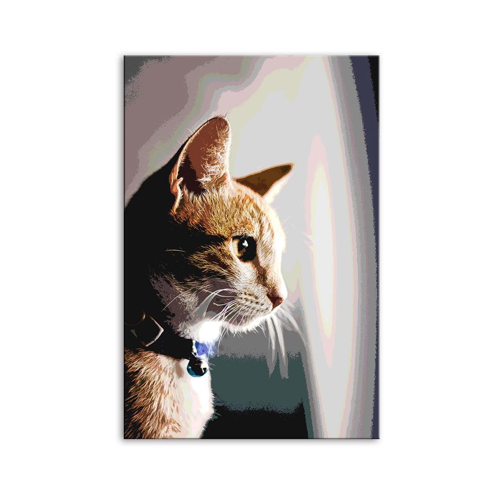 The Curious Cat 1 Piece HD Multi Panel Canvas Wall Art Frame-Original Frame