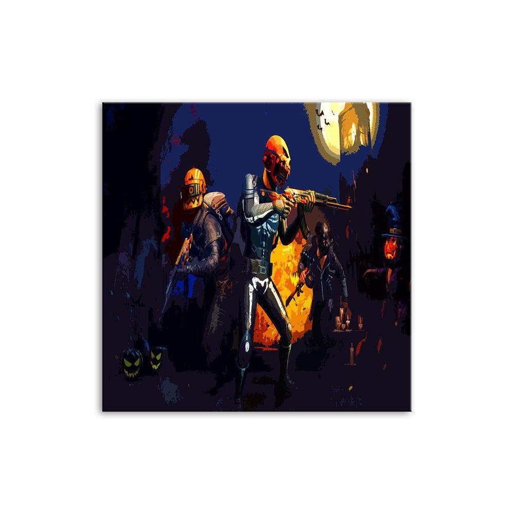 Blue Halloween Militars 1 Piece HD Multi Panel Canvas Wall Art Frame-Original Frame