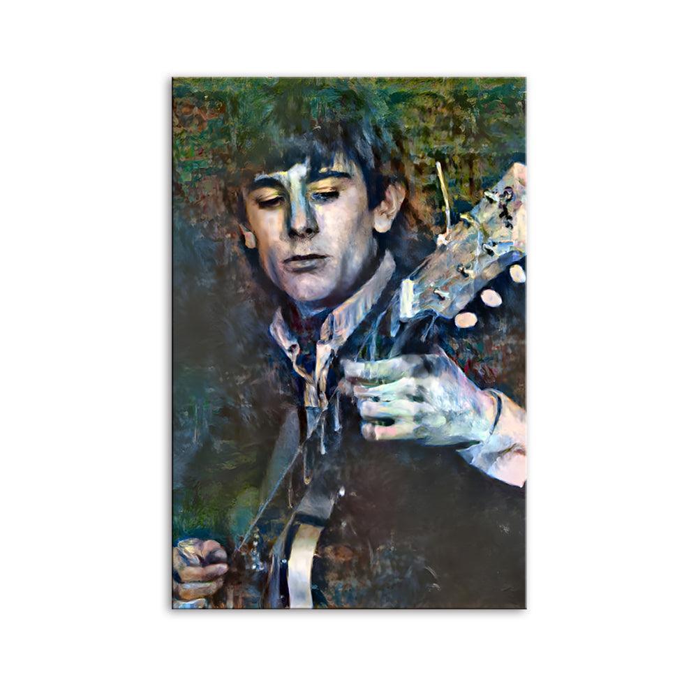 Vintage Guitar Player 1 Piece HD Multi Panel Canvas Wall Art Frame-Original Frame