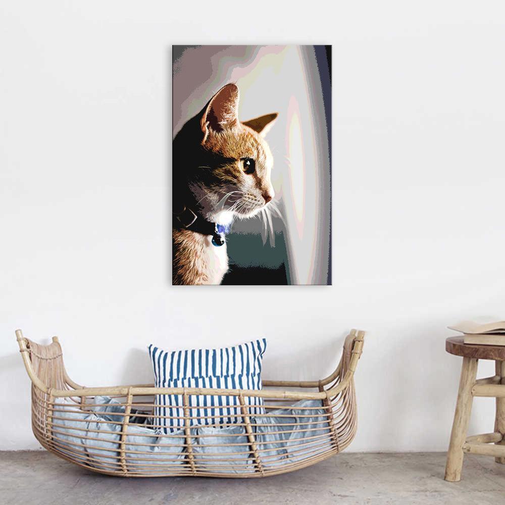The Curious Cat 1 Piece HD Multi Panel Canvas Wall Art Frame-Original Frame