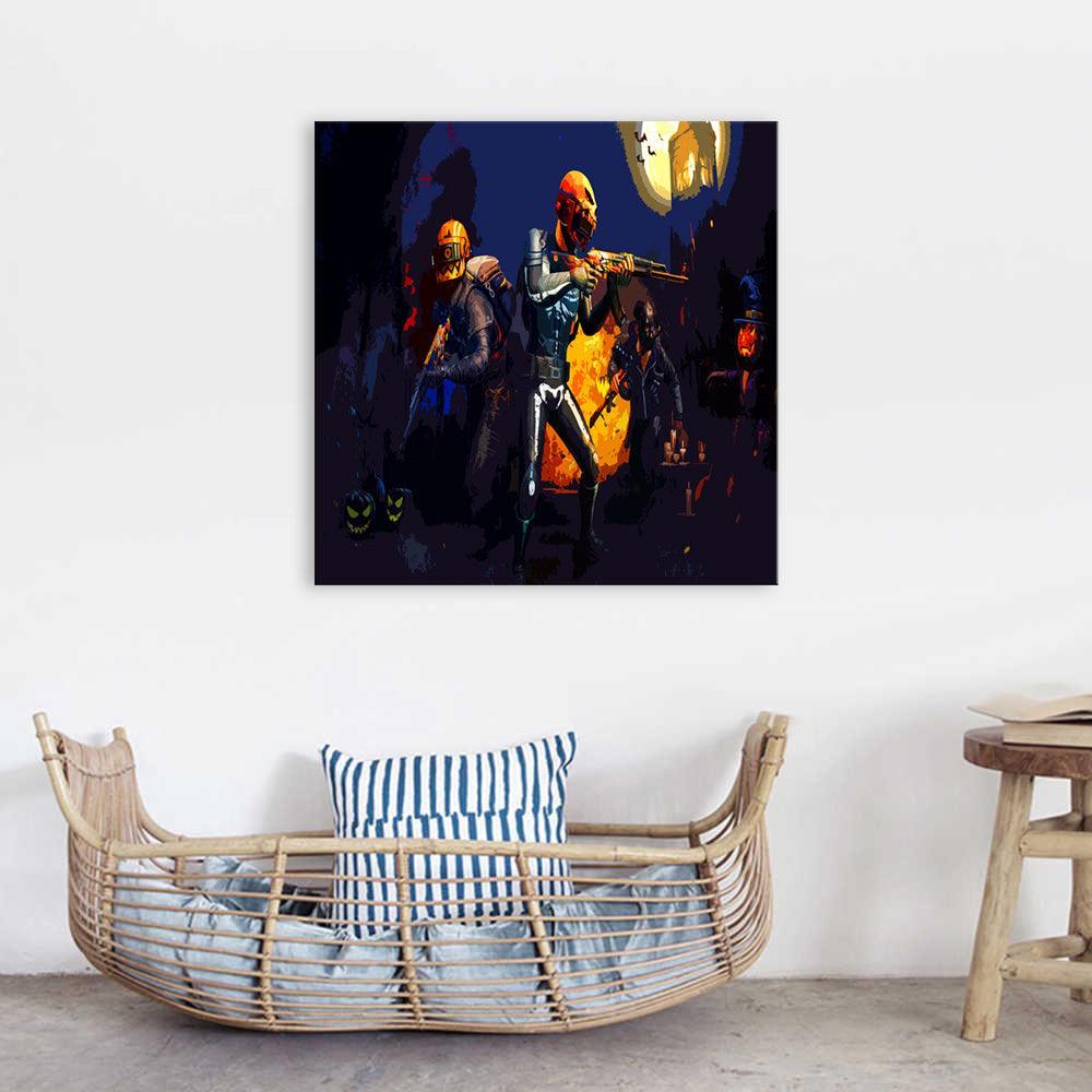 Blue Halloween Militars 1 Piece HD Multi Panel Canvas Wall Art Frame-Original Frame