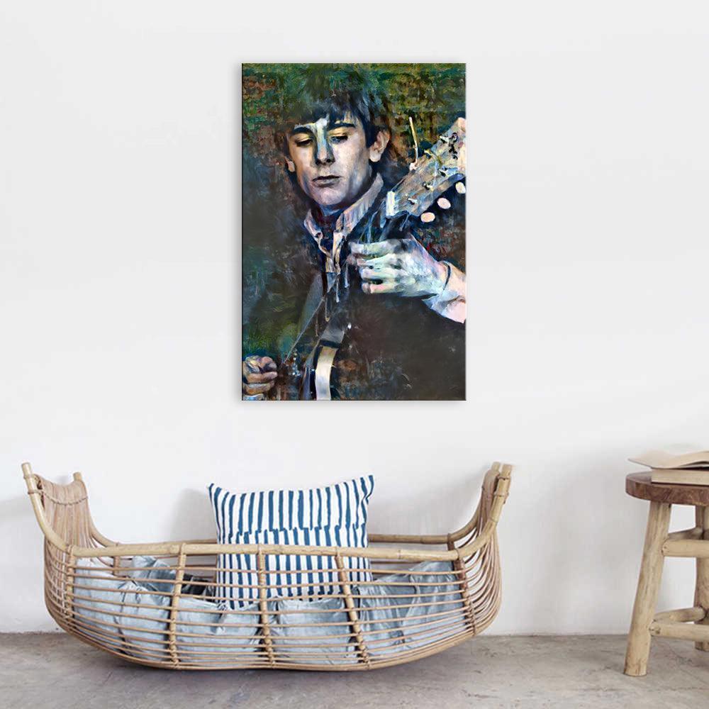 Vintage Guitar Player 1 Piece HD Multi Panel Canvas Wall Art Frame-Original Frame