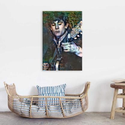 Vintage Guitar Player 1 Piece HD Multi Panel Canvas Wall Art Frame-Original Frame