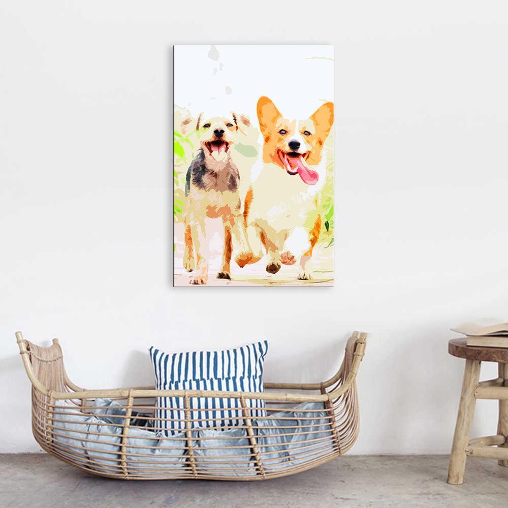 The Doggy Friendship 1 Piece HD Multi Panel Canvas Wall Art Frame-Original Frame