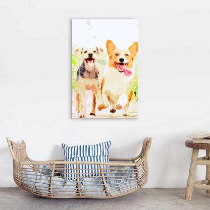 The Doggy Friendship 1 Piece HD Multi Panel Canvas Wall Art Frame-Original Frame
