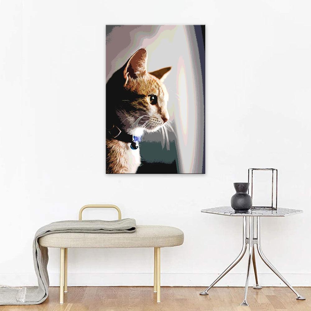 The Curious Cat 1 Piece HD Multi Panel Canvas Wall Art Frame-Original Frame