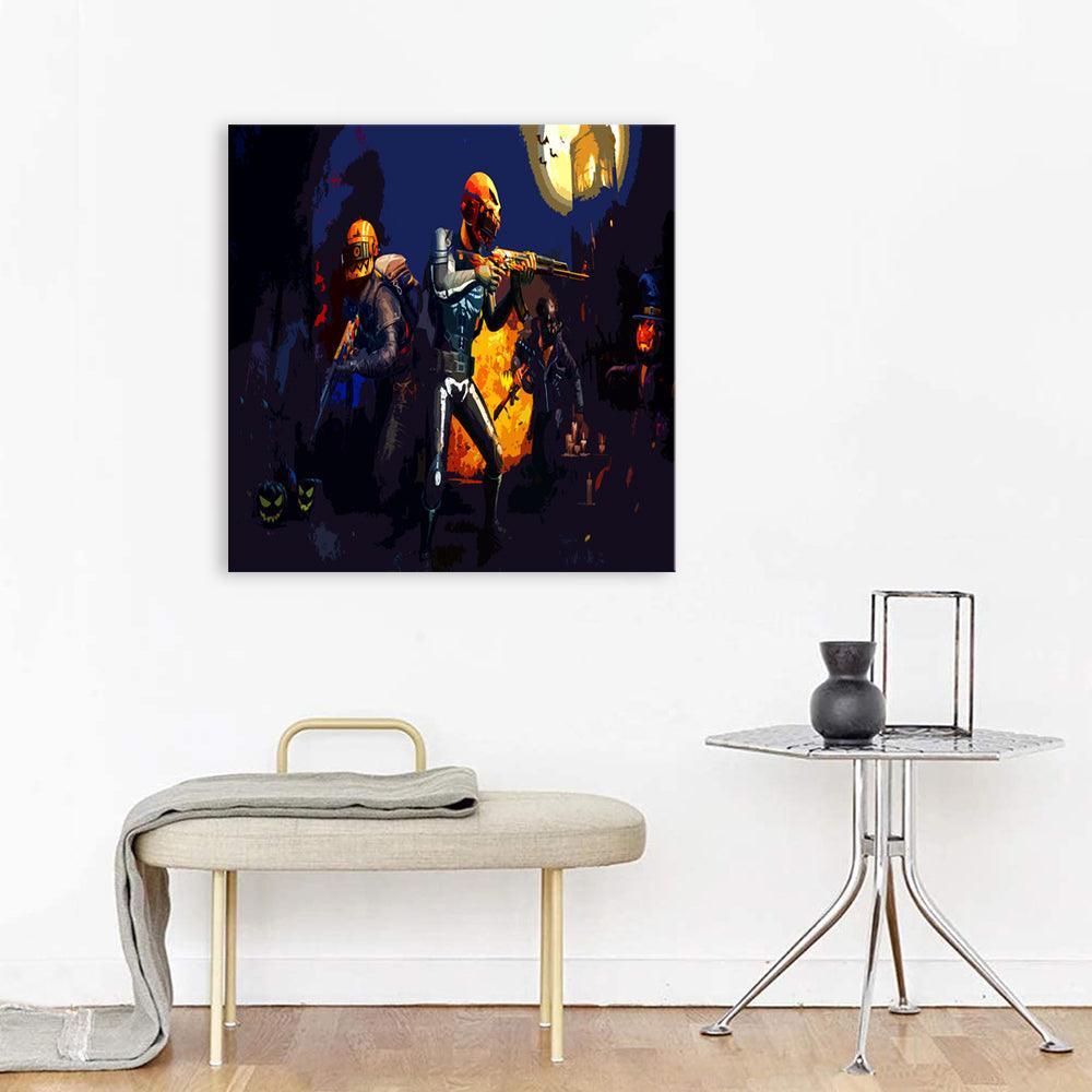 Blue Halloween Militars 1 Piece HD Multi Panel Canvas Wall Art Frame-Original Frame