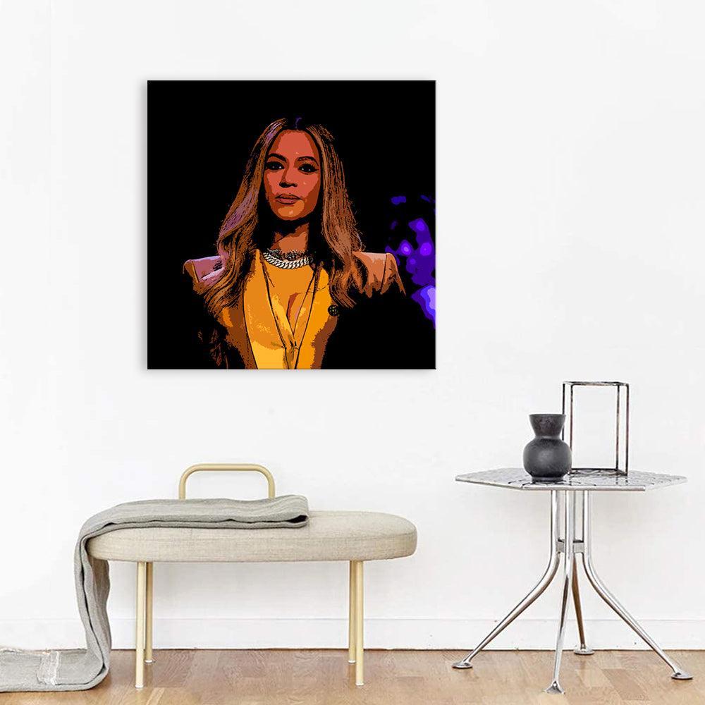 Yellow Beyoncé 1 Piece HD Multi Panel Canvas Wall Art Frame-Original Frame