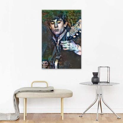 Vintage Guitar Player 1 Piece HD Multi Panel Canvas Wall Art Frame-Original Frame