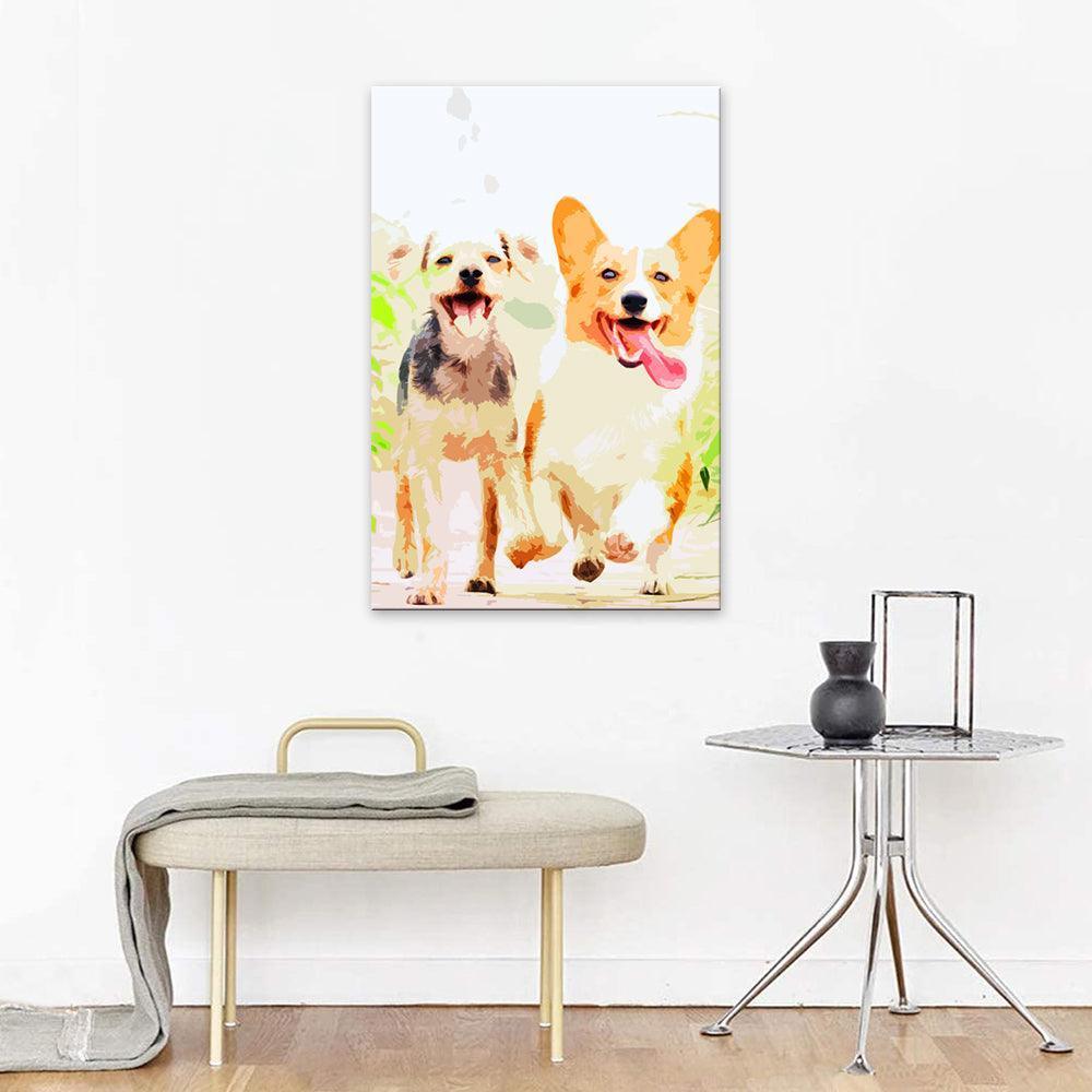 The Doggy Friendship 1 Piece HD Multi Panel Canvas Wall Art Frame-Original Frame