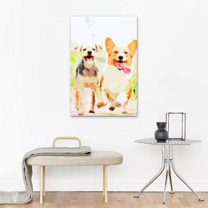 The Doggy Friendship 1 Piece HD Multi Panel Canvas Wall Art Frame-Original Frame