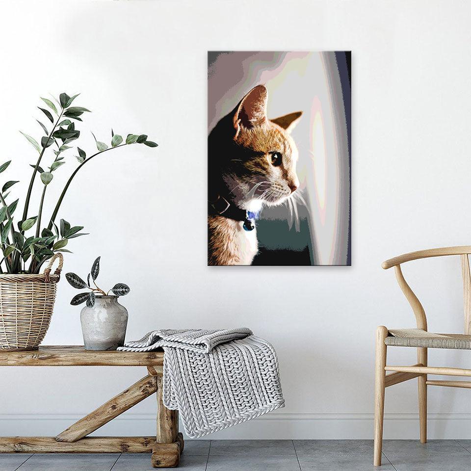 The Curious Cat 1 Piece HD Multi Panel Canvas Wall Art Frame-Original Frame