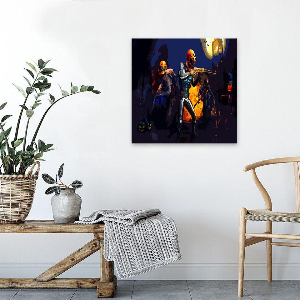 Blue Halloween Militars 1 Piece HD Multi Panel Canvas Wall Art Frame-Original Frame