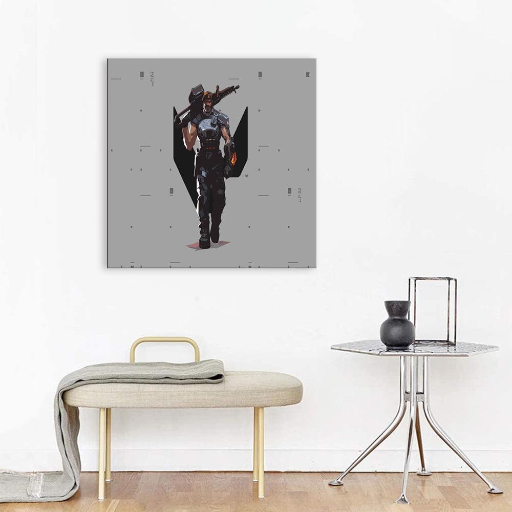 Grey Fortnite Cartoon 1 Piece HD Multi Panel Canvas Wall Art-Original Frame