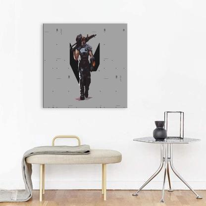 Grey Fortnite Cartoon 1 Piece HD Multi Panel Canvas Wall Art-Original Frame