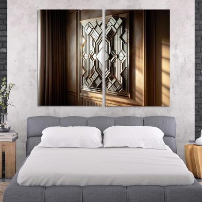 Art Deco Mirror with Geometric Design 2 Piece HD Canvas Wall Art-Original Frame