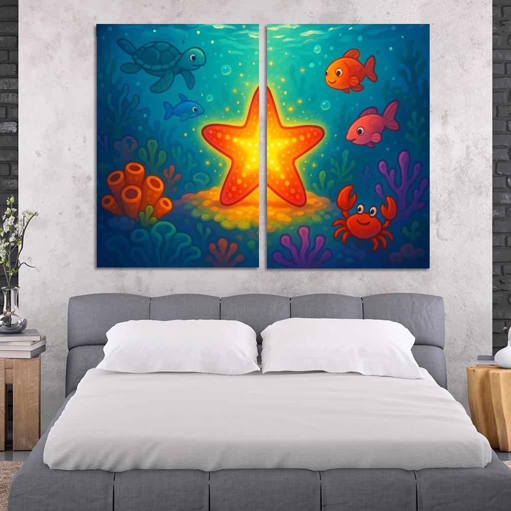 Sparkling Starfish Journey Premium Artwork Frames