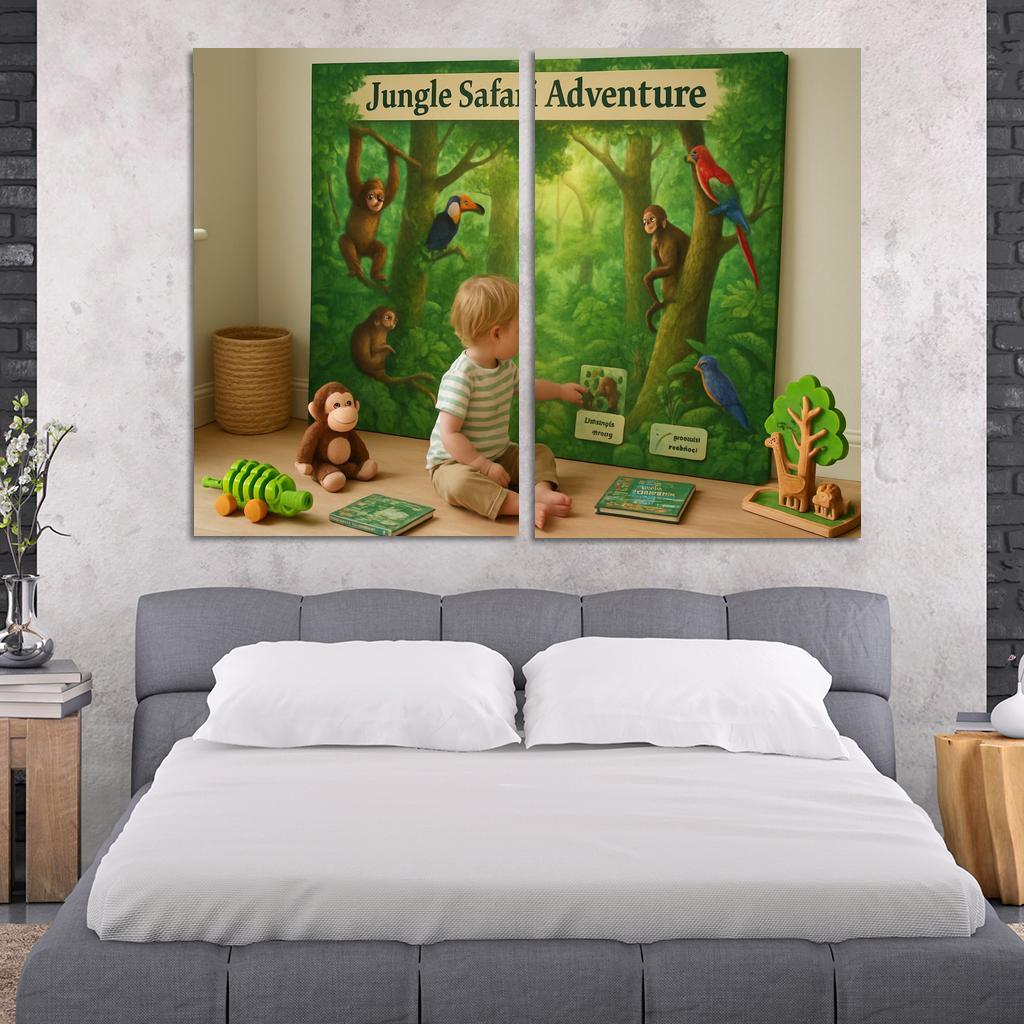 Jungle Safari Adventure Panel Oil Paintings Frame