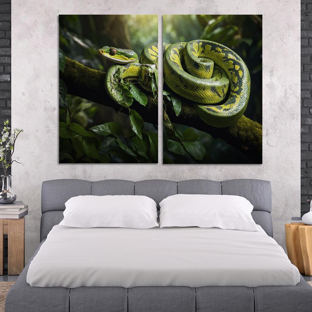 The Stunning Green Tree Python A Gem Of The Rainforest Canvas Paintings Frame
