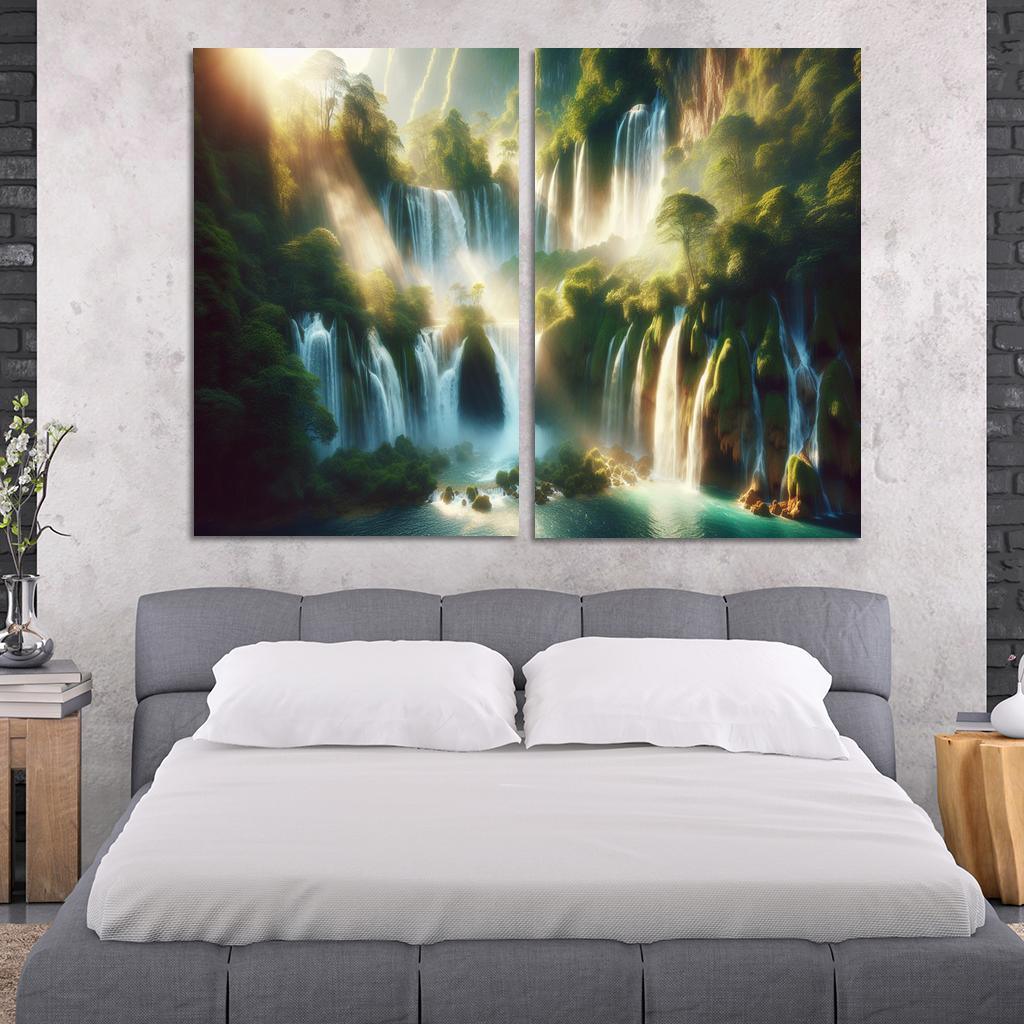 The Serene Cascades Of Crystal Falls Custom Paintings Frame