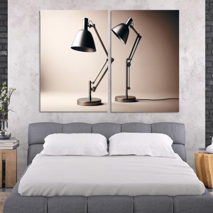 Contemporary Floor Lamp with Adjustable Shade 2 Piece HD Canvas Wall Art-Original Frame