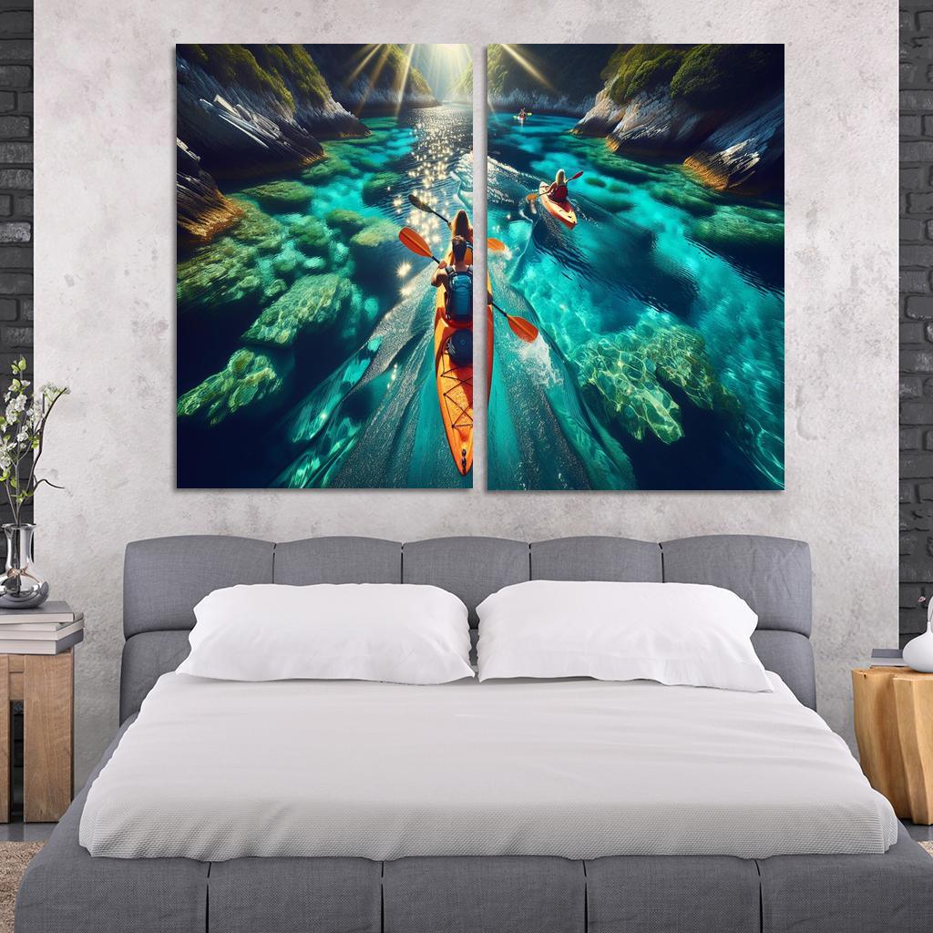 Glistening Waters Kayaking Paradise Abstract Paintings Frame