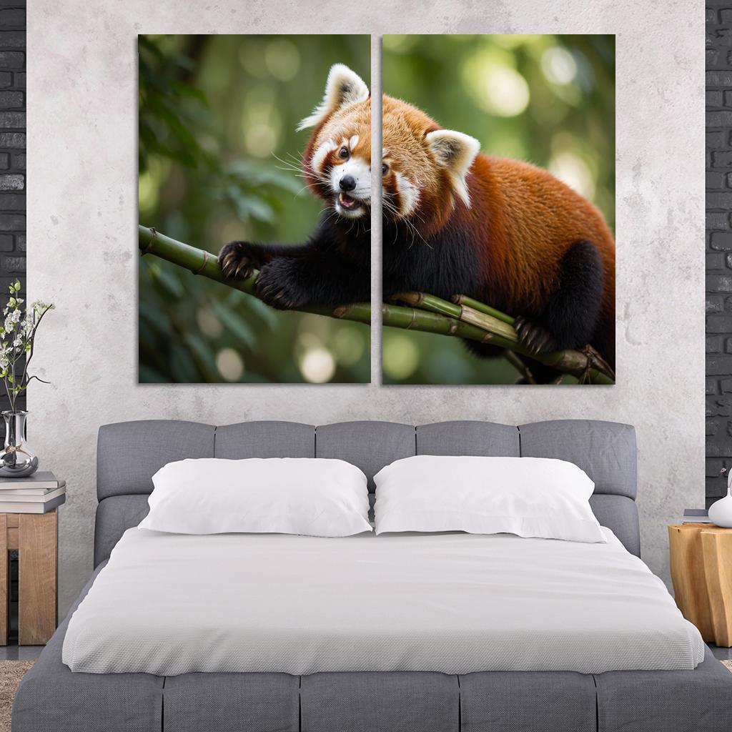The Enigmatic Red Panda In The Bamboo Forest Framed Paintings