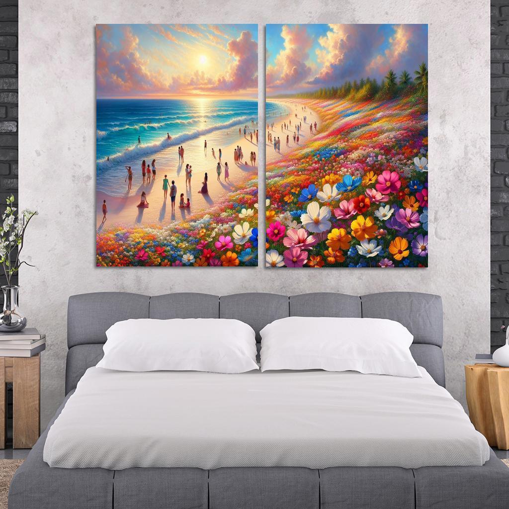 Wildflower Beach Natural Flora Haven Oil Paintings Frame