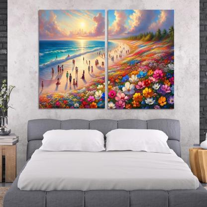Wildflower Beach Natural Flora Haven Oil Paintings Frame