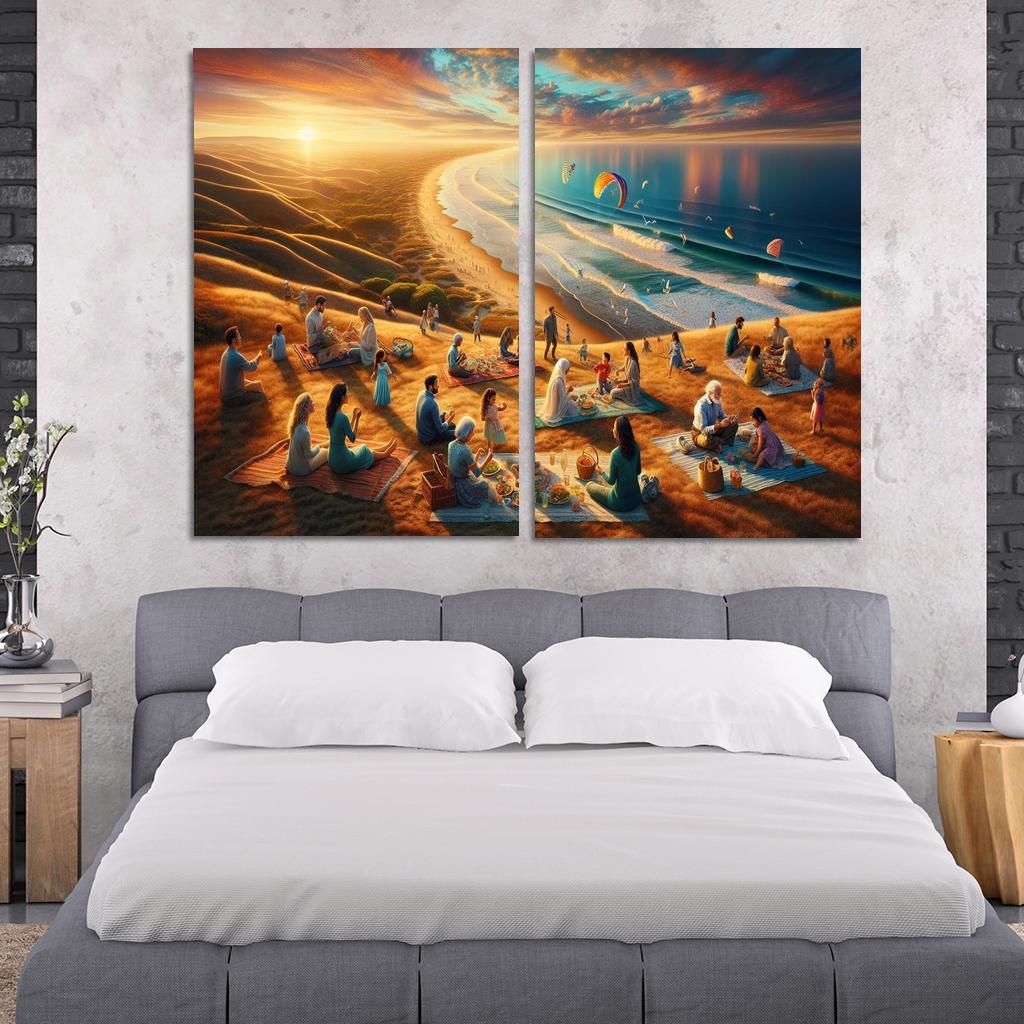 Bayside Retreat Scenic Picnic Spot Multi-panel Paintings