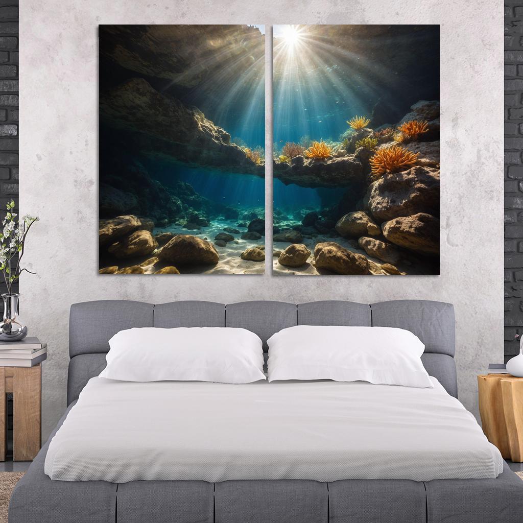 The Inspiring Depths Of Crystal Clear Waters Multi-panel Paintings
