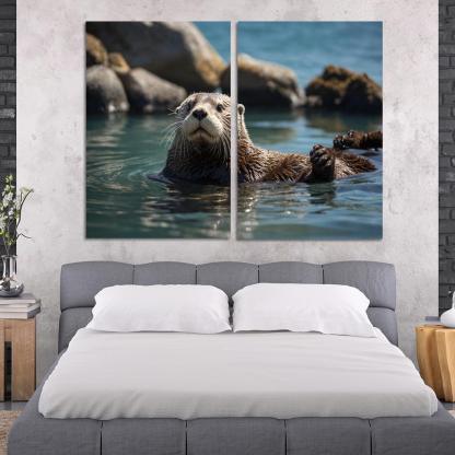 The Playful Sea Otter In Coastal Waters Canvas Paintings Frame
