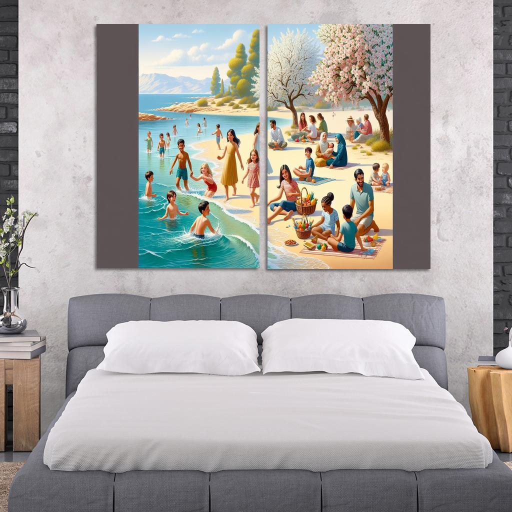 Almond Blossom Beach A Scenic Family Retreat Premium Artwork Frames