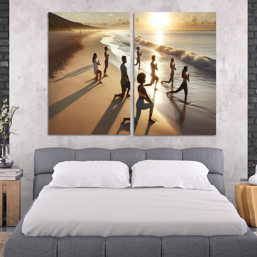 Tranquil Waters Yoga Beach Retreat Multi-panel Paintings