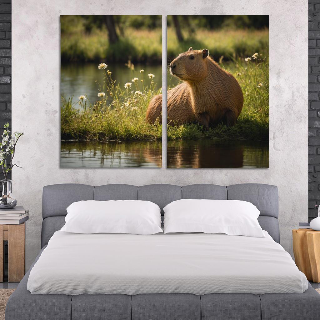 The Curious Capybara The Gentle Giant Of The Rodent Family Modern Paintings Frame