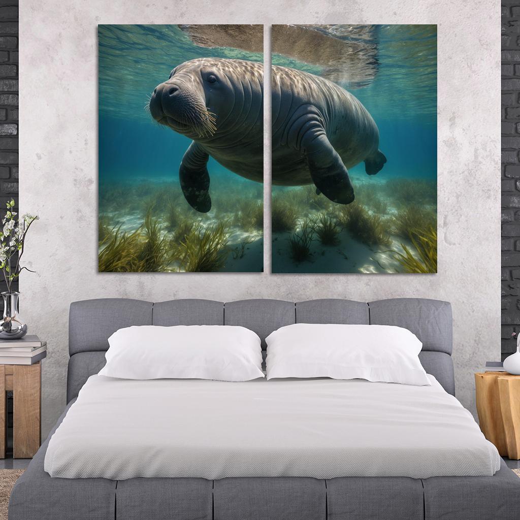 The Enigmatic Manatee The Gentle Sea Cow Framed Paintings