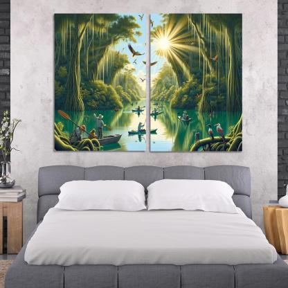 Mystic Waters Lagoon Adventure Abstract Paintings Frame