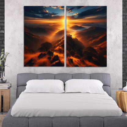 The Radiant Glow Of Sunrise Over Hilltops Custom Paintings Frame