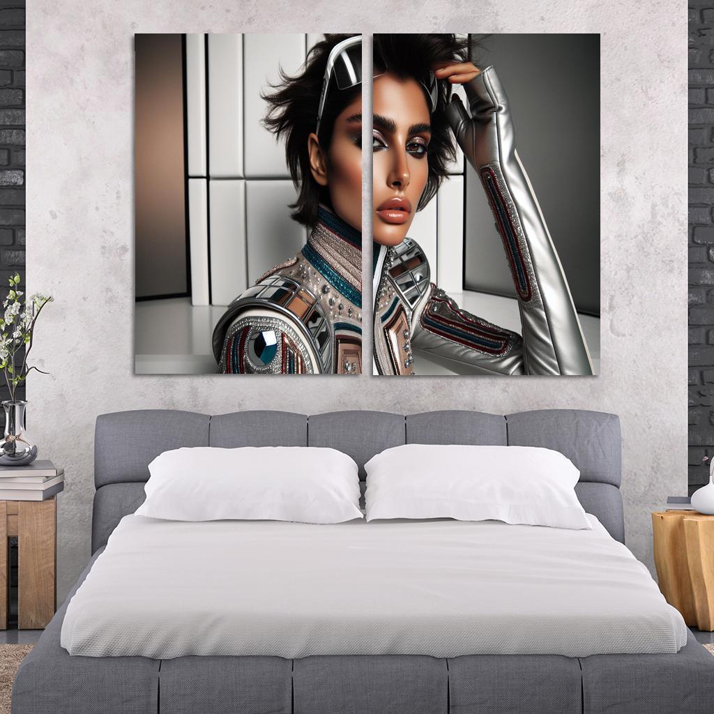 Retro Futurism Fashioning the Future 2 Piece HD Canvas Wall Art-Original Frame